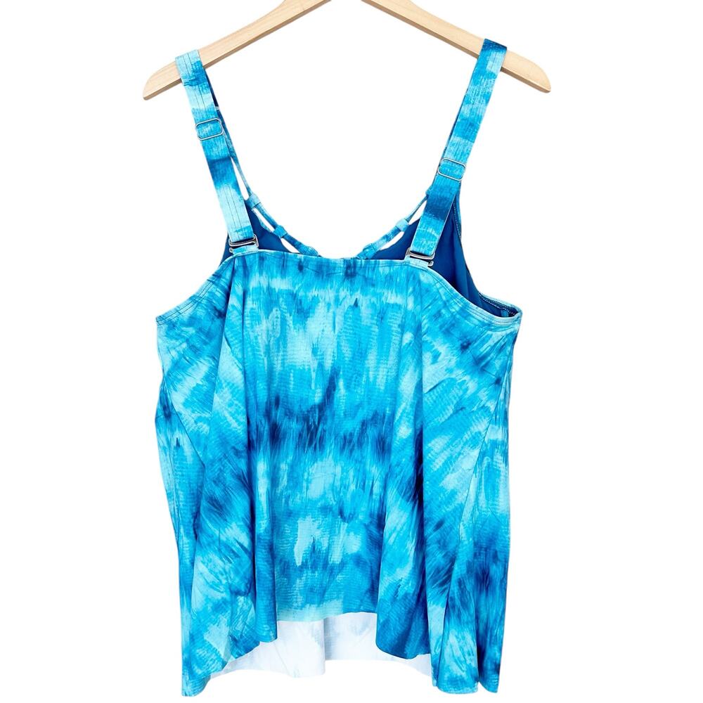 Birdsong Blue Tie Dye Tankini Bathing Suit Top Sz 22G/H - Picture 4 of 5